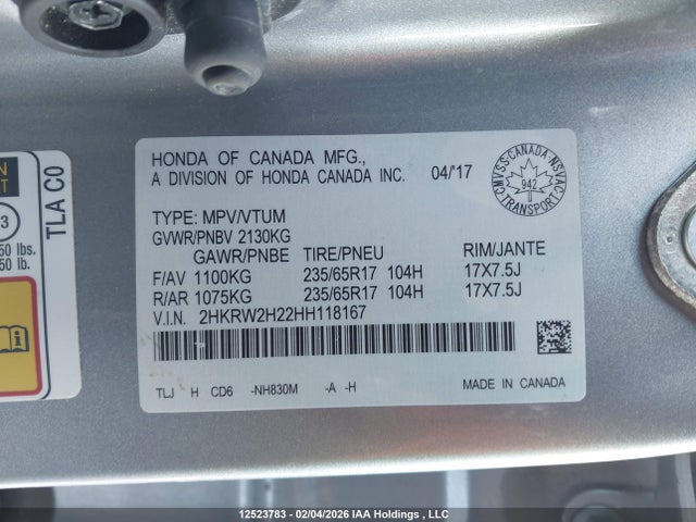 2HKRW2H22HH118167 Honda CR-V
