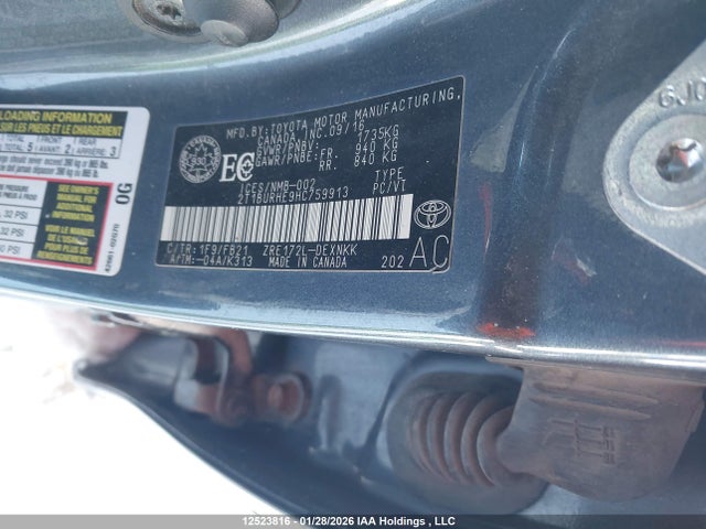 2T1BURHE9HC759913 Toyota COROLLA LE