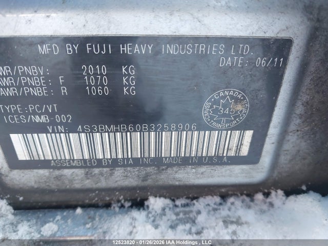 Продаж на аукціоні авто 2011 Subaru Legacy 2.5i Premium, vin: 4S3BMHB60B3258906, номер лоту: 12523820