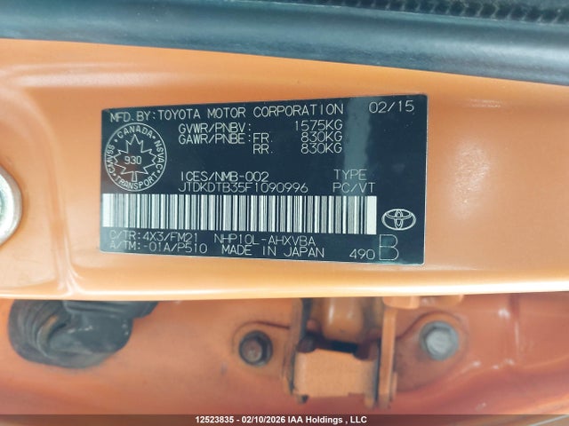 JTDKDTB35F1090996 Toyota Prius C Technology