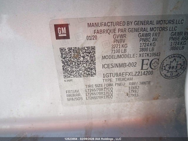 1GTU9AEFXLZ214200 GMC SIERRA 1500