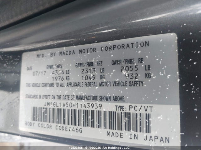 JM1GL1V50H1143939 Mazda Mazda6 Gs