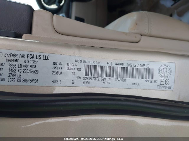 Jeep Grand Cherokee Overland 2015 1C4RJFCT7FC119720 Image 9