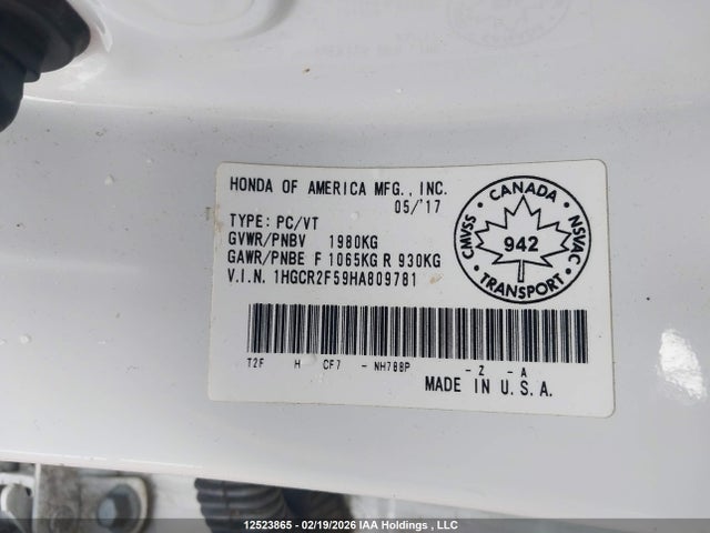 1HGCR2F59HA809781 Honda Accord Sport