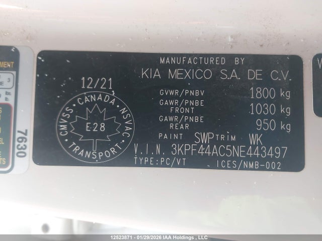 Продажа на аукционе авто 2022 Kia Forte Gt, vin: 3KPF44AC5NE443497, номер лота: 12523871