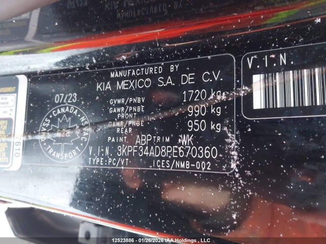 3KPF34AD8PE670360 KIA Forte Ex/ex+/ex Premium