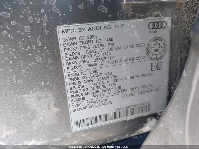 WA1LAAF70HD043742 Audi Q7 3.0t Progressiv