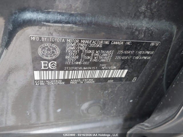 2T3ZFREV6JW494151 Toyota RAV4 LE