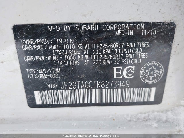 Subaru Crosstrek Premium 2019 JF2GTAGC1K8273949 Image 9