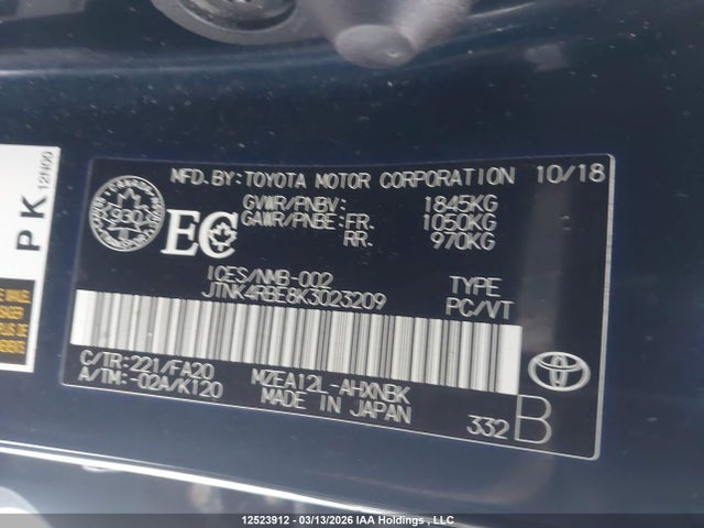 JTNK4RBE8K3023209 Toyota Corolla
