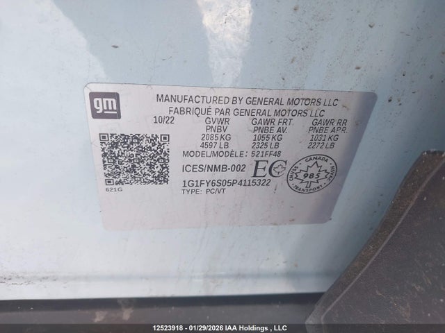 1G1FY6S05P4115322 Chevrolet Bolt Euv