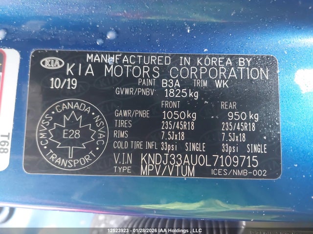 KNDJ33AU0L7109715 KIA Soul Ex/ex Anniversary Edition/ex Limited/ex Premium/ex+/gt-line Limited/gt-line Premium