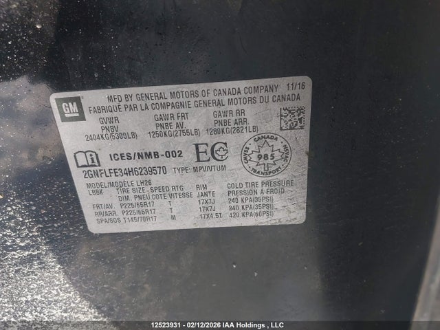 2017 Chevrolet Equinox 1lt მანქანა იყიდება აუქციონზე, vin: 2GNFLFE34H6239570, აუქციონის ნომერი: 12523931