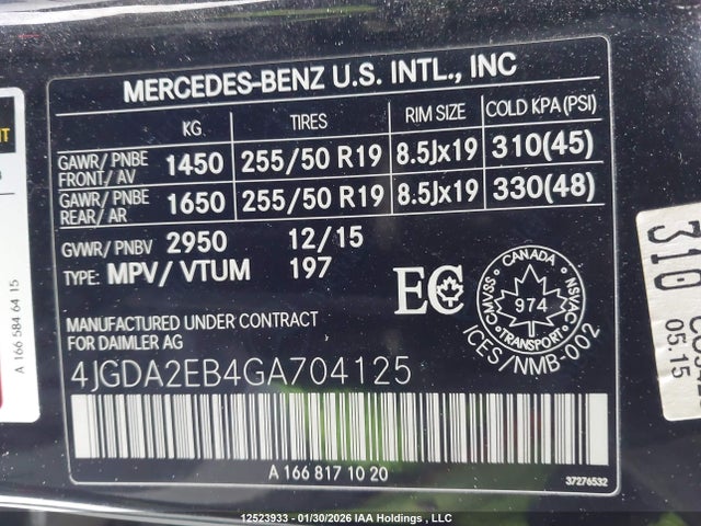 4JGDA2EB4GA704125 Mercedes-Benz Gle 350d 4matic