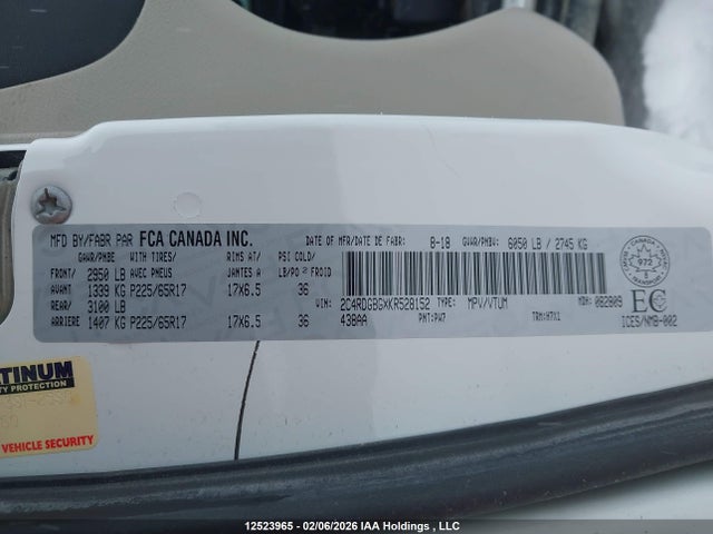 2C4RDGBGXKR528152 Dodge Grand Caravan Se