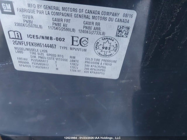 Chevrolet EQUINOX 1LT 2017 2GNFLFEK8H6144467 Image 9