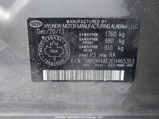 Aukcja sprzedaży 2014 Hyundai Elantra, vin: 5NPDH4AE2EH465353, numer aukcji: 12523989