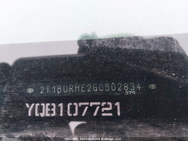 2T1BURHE2GC502834 Toyota COROLLA LE