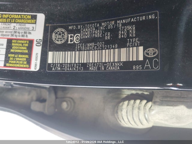 2T1BURHE6JC121348 Toyota Corolla