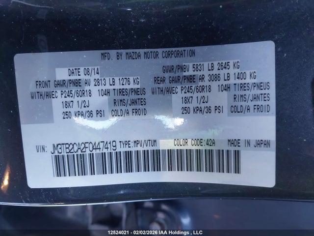 JM3TB2CA2F0447419 Mazda CX-9