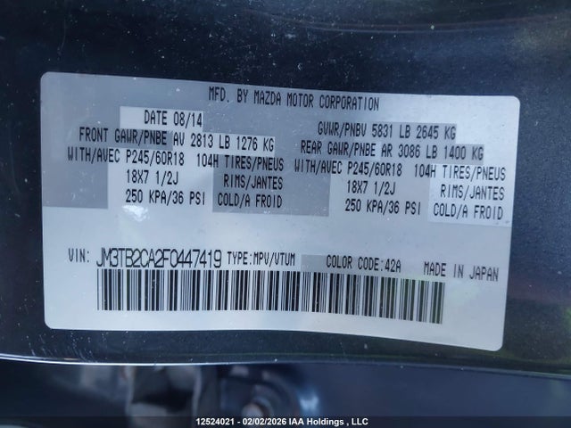 JM3TB2CA2F0447419 Mazda CX-9