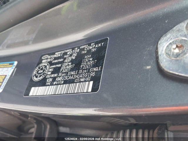 KM8J3CA43HU459196 Hyundai TUCSON SE