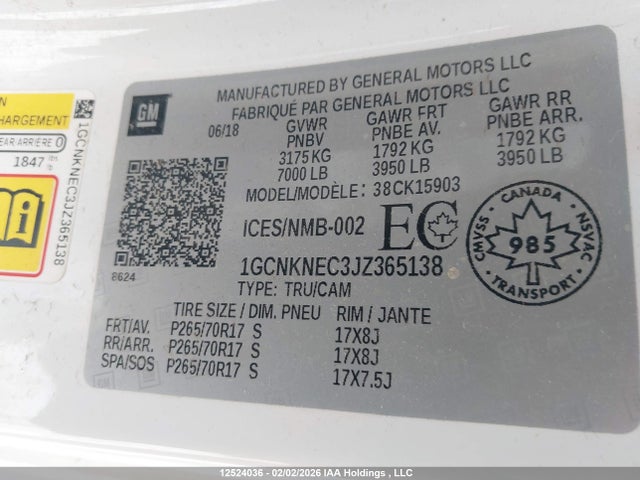 1GCNKNEC3JZ365138 Chevrolet Silverado 1500 Ls