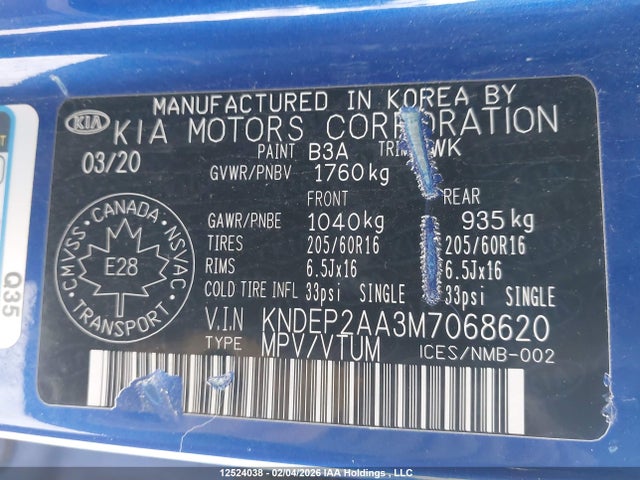 KNDEP2AA3M7068620 KIA Seltos Lx