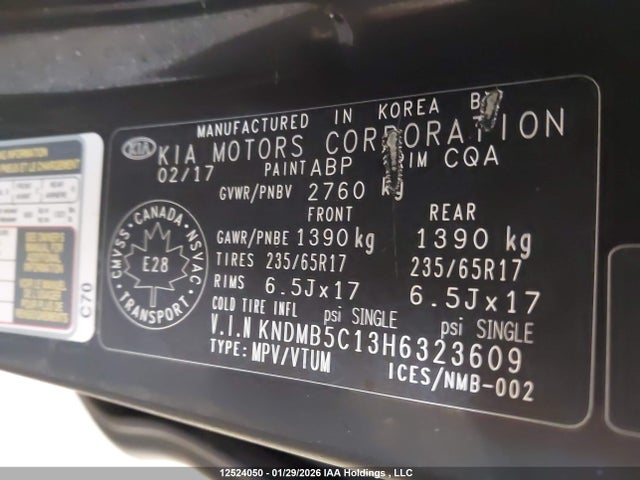 KNDMB5C13H6323609 KIA Sedona Lx/lx+