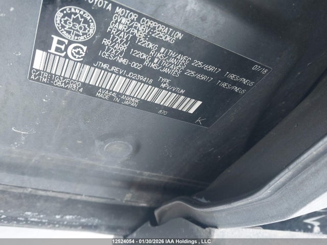 Aukcja sprzedaży 2018 Toyota Rav4, vin: JTMRJREV1JD239418, numer aukcji: 12524054