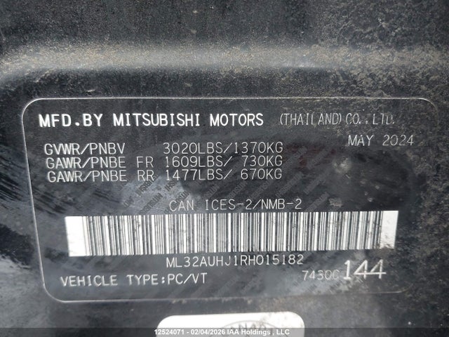ML32AUHJ1RH015182 Mitsubishi Mirage