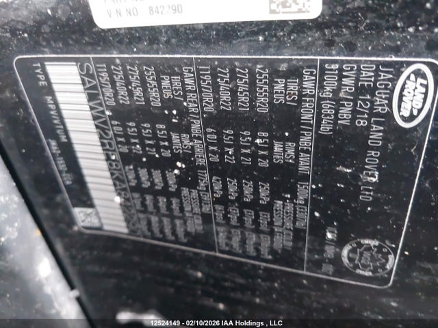 SALWV2RE8KA842290 Land Rover Range Rover Sport Autobiography Dynamic
