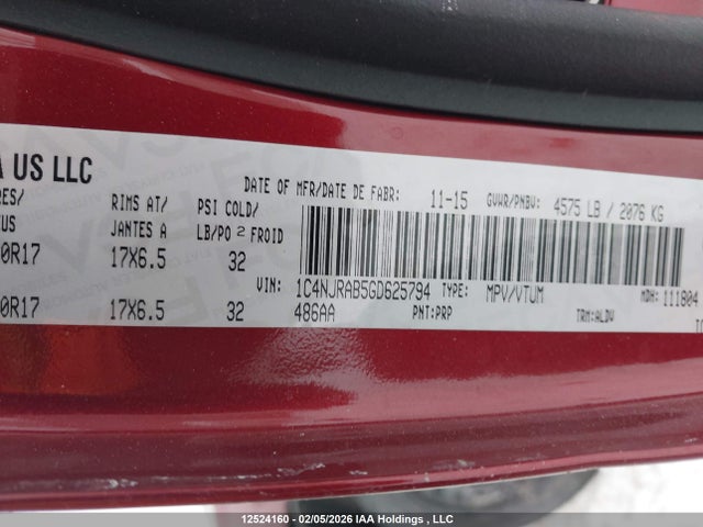 1C4NJRAB5GD625794 Jeep Patriot Sport/north