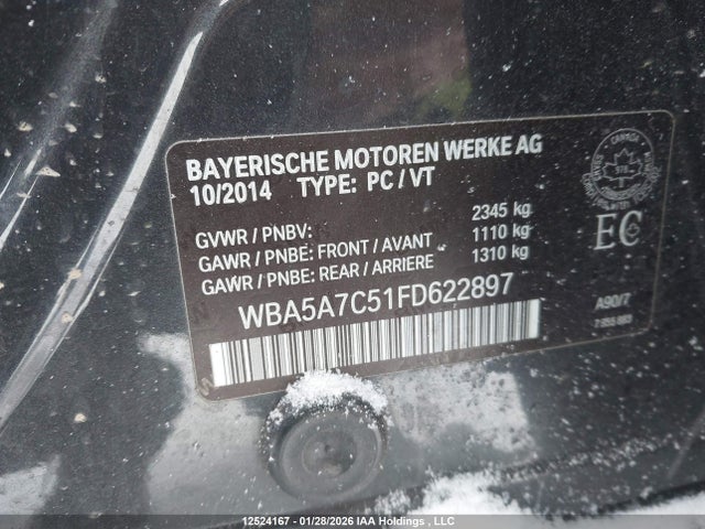 2015 Bmw 528 Xi მანქანა იყიდება აუქციონზე, vin: WBA5A7C51FD622897, აუქციონის ნომერი: 12524167