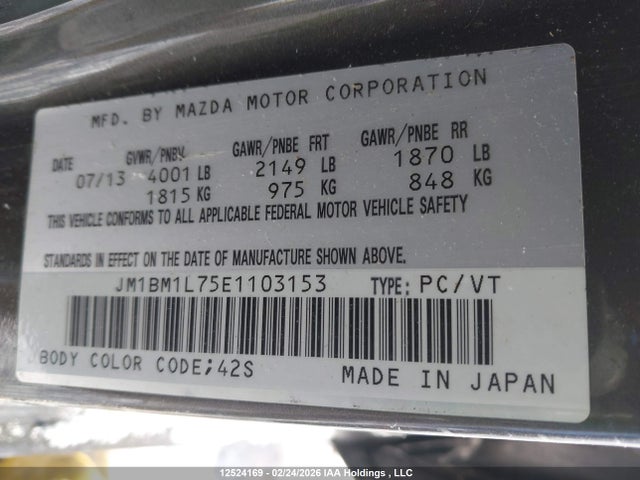 JM1BM1L75E1103153 Mazda Mazda3 Gs-sky