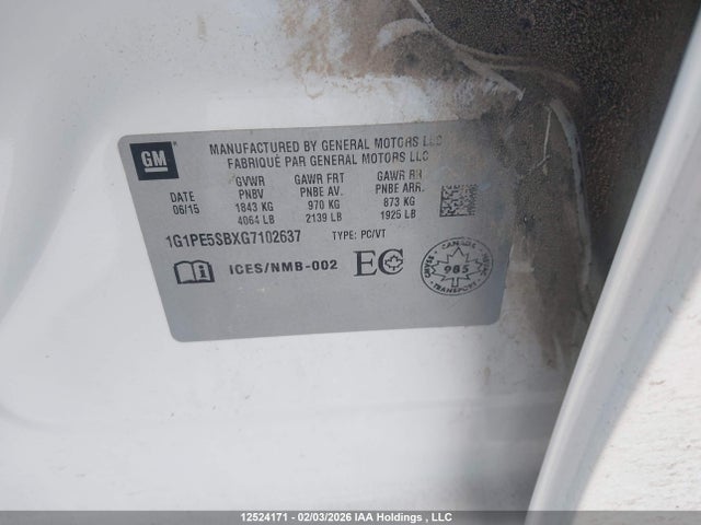 1G1PE5SBXG7102637 Chevrolet Cruze Limited Lt