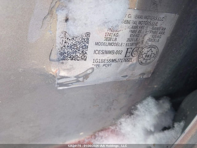 1G1BE5SM5J7176521 Chevrolet Cruze Lt Auto