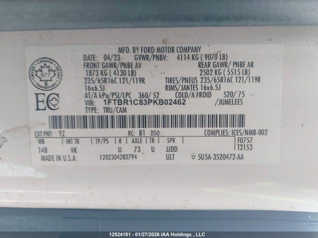 1FTBR1C83PKB02462 Ford Transit T-250