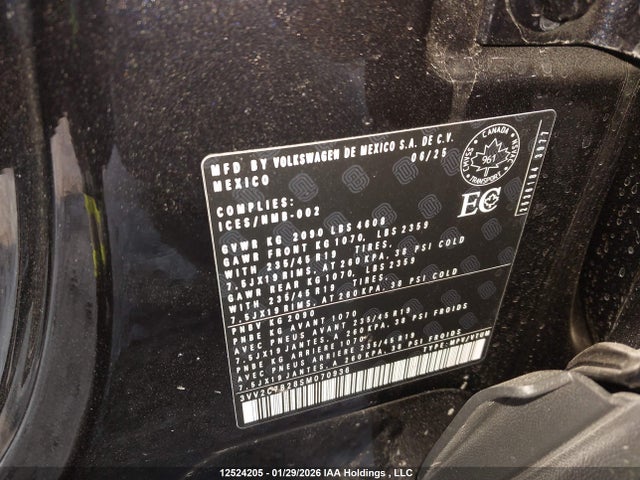 12524205 :رقم المزاد ، 3VV2C7B28SM070936 vin ، 2025 Volkswagen Taos Se Black مزاد بيع