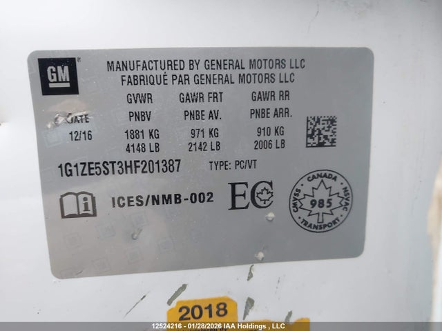 1G1ZE5ST3HF201387 Chevrolet MALIBU LT