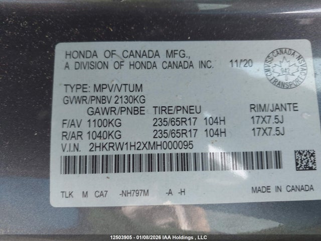 2HKRW1H2XMH000095 Honda CR-V LX