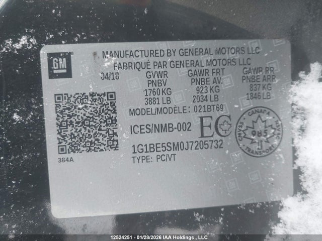 1G1BE5SM0J7205732 Chevrolet Cruze Lt Auto
