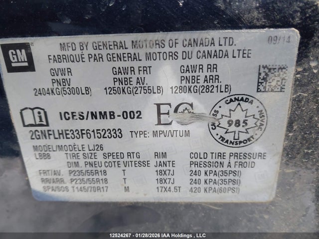 Chevrolet Equinox Ltz 2015 2GNFLHE33F6152333 Image 18