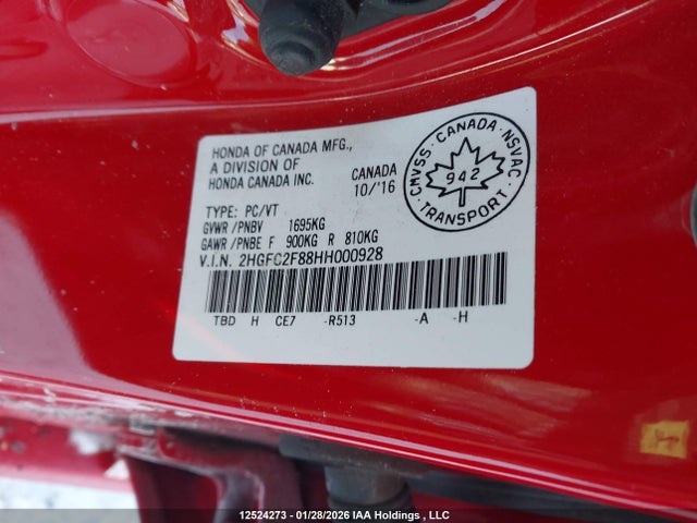 2HGFC2F88HH000928 Honda Civic Ex 4dr