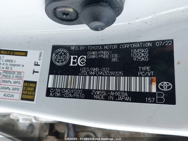 JTDL9MFU9N3039325 Toyota Prius