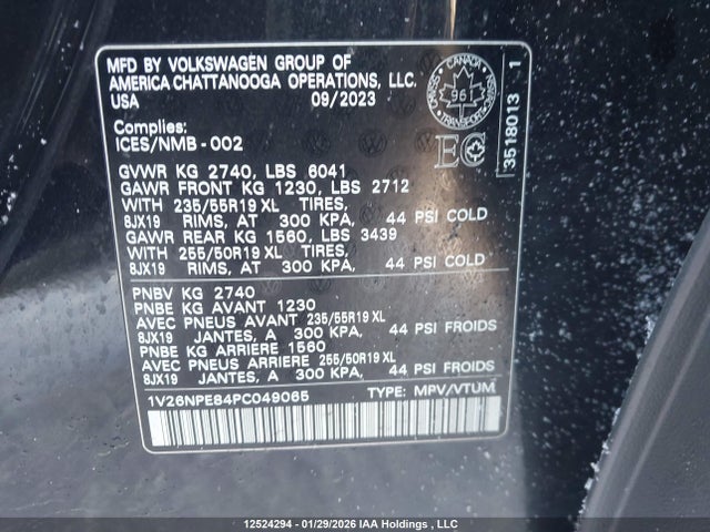 Aukcja sprzedaży 2023 Volkswagen Id.4 Pro, vin: 1V26NPE84PC049065, numer aukcji: 12524294