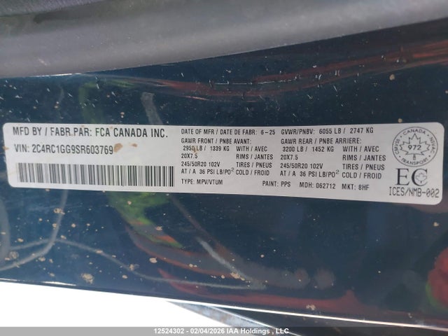 Chrysler Pacifica Limited 2025 2C4RC1GG9SR603769 Image 9