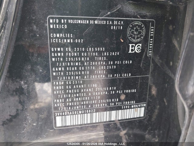 3VV4B7AX6LM016822 Volkswagen Tiguan Sel Premium R-line