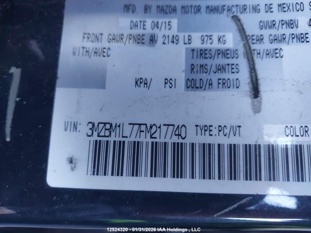 3MZBM1L77FM217740 Mazda Mazda3 Gs