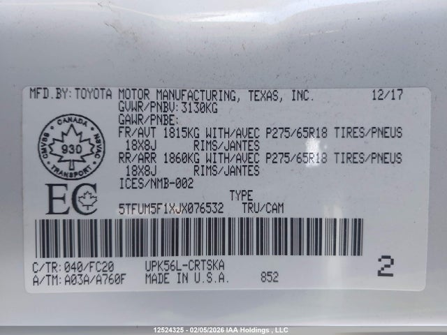 5TFUM5F1XJX076532 Toyota Tundra Double Cab Sr/double Cab Sr5